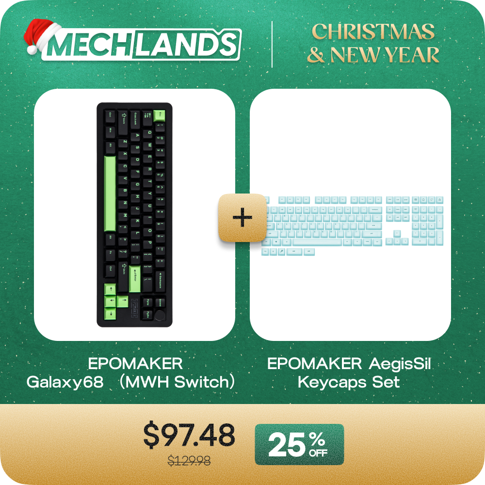 Epomaker Galaxy68 (Marble White Switch) + EPOMAKER AegisSil Keycaps Set