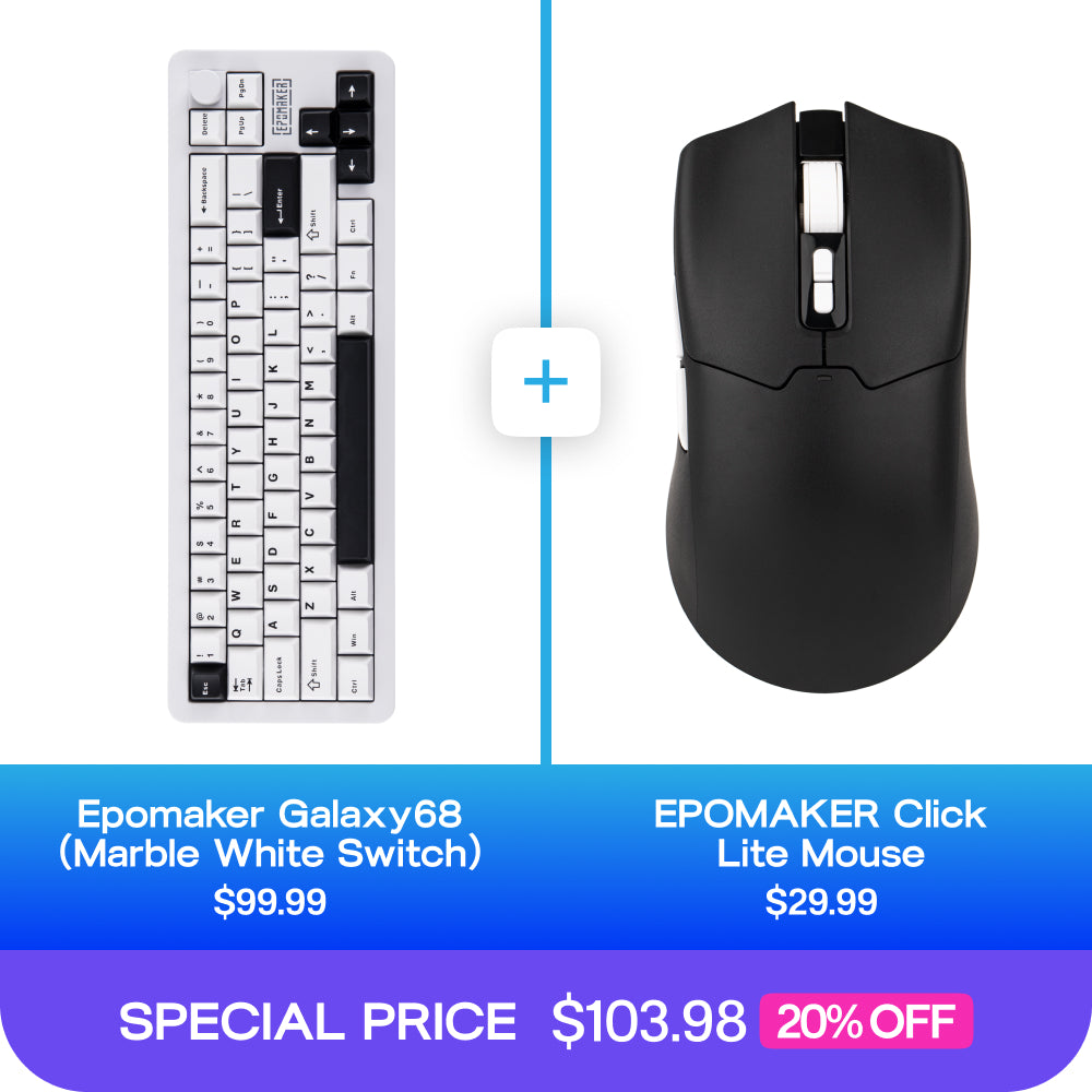 Epomaker Galaxy68 (Marble White Switch) + Epomaker Click Lite Mouse Bundle