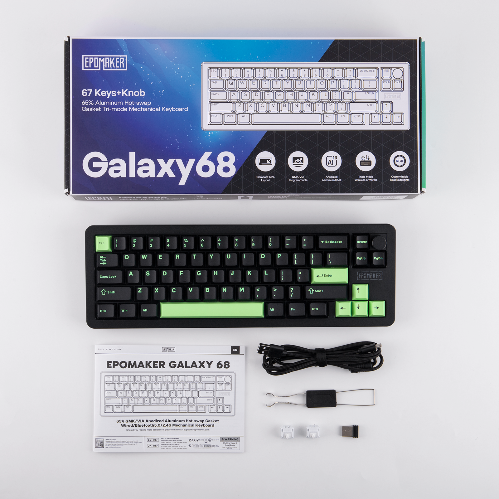 Epomaker Galaxy68 (Marble White Switch) + Epomaker Click Lite Mouse Bundle