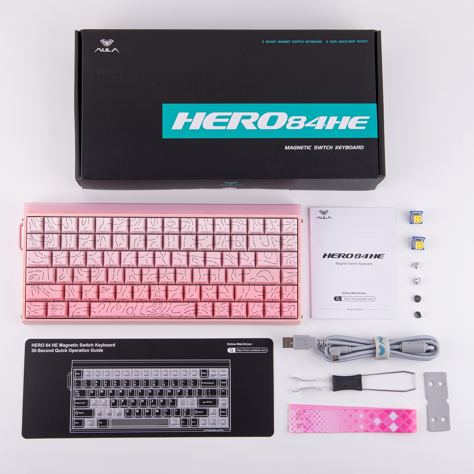 値下げ】HERO84HE メカニカルキーボード ホワイト/パープル 【公式通販】 値下げ】HERO84HE メカニカルキーボード ホワイト/パープル 【公式通販】