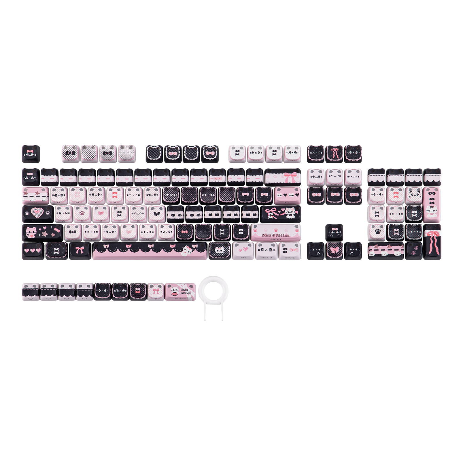 KiiBOOM Pink Meow & Meow Bow Keycap Set
