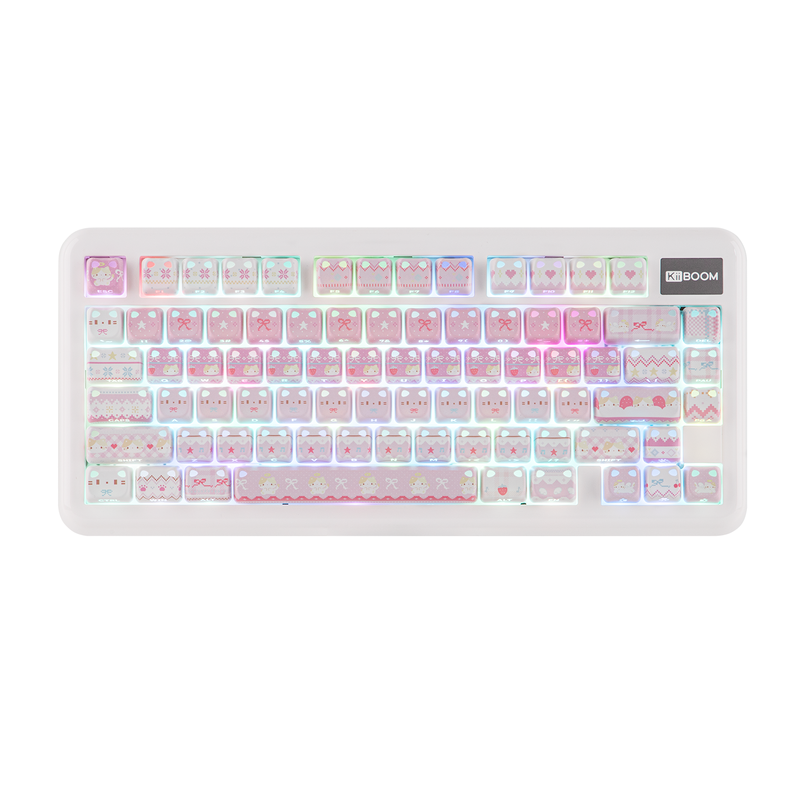 KiiBOOM Pink Meow & Meow Bow Keycap Set