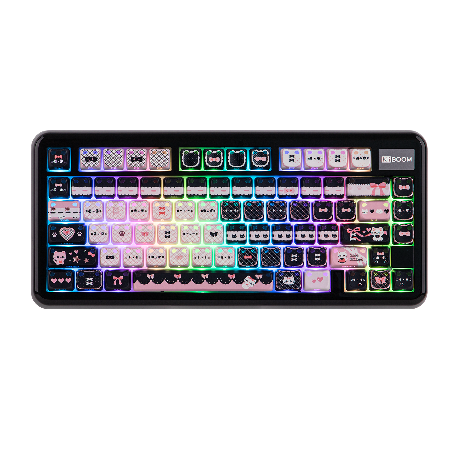 KiiBOOM Pink Meow & Meow Bow Keycap Set