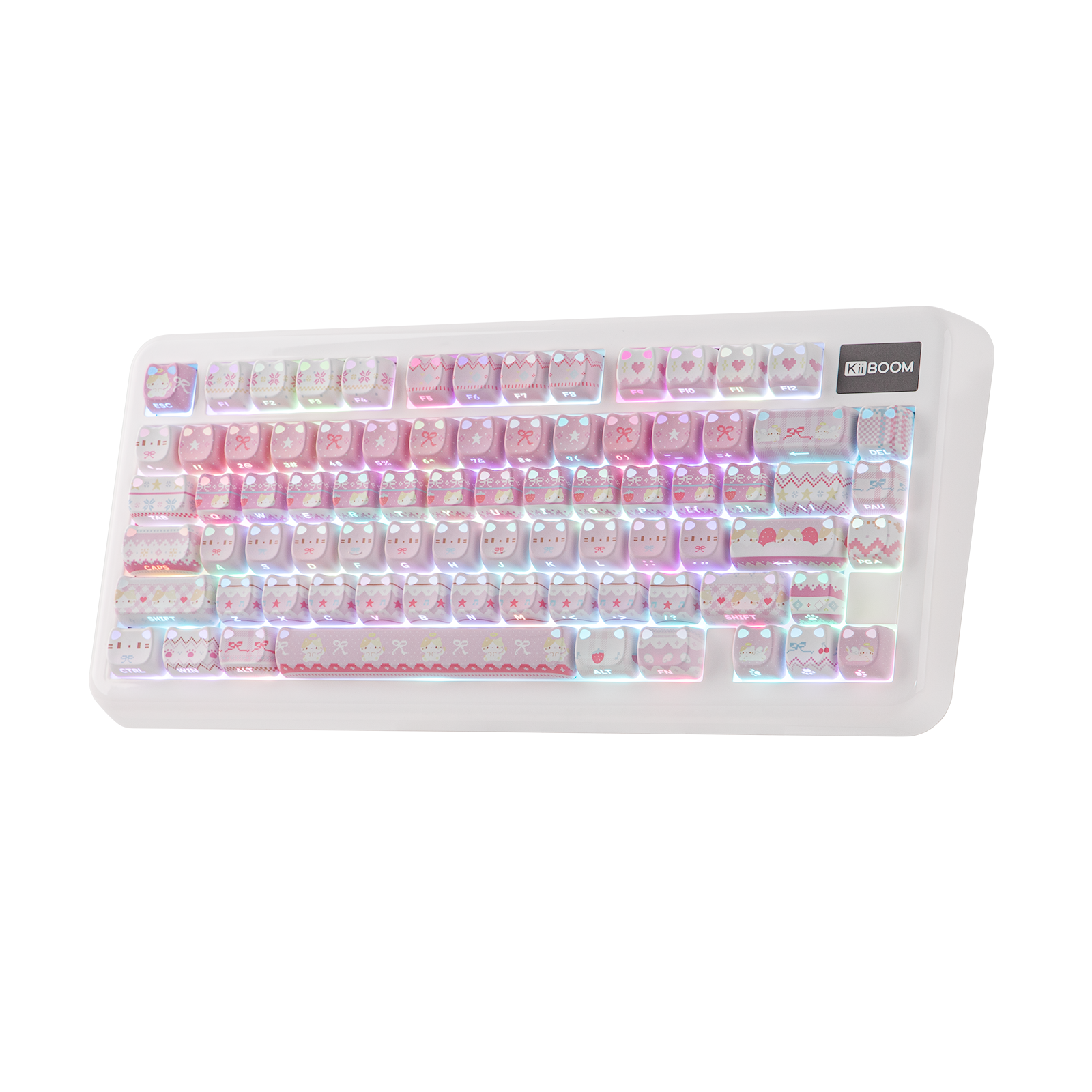 KiiBOOM Pink Meow & Meow Bow Keycap Set
