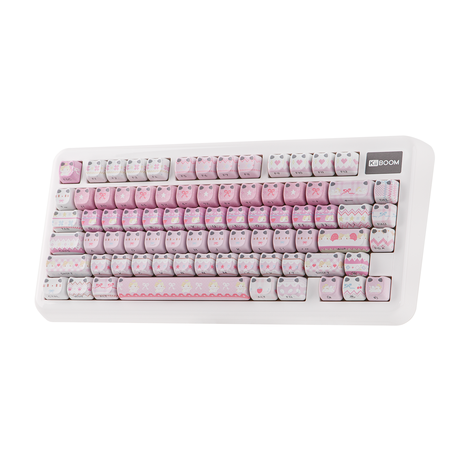 KiiBOOM Pink Meow & Meow Bow Keycap Set