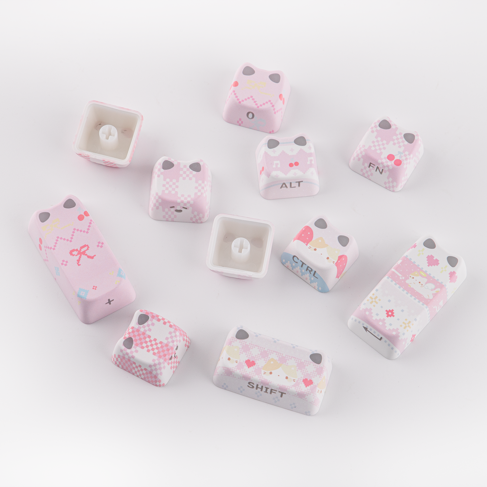 KiiBOOM Pink Meow & Meow Bow Keycap Set
