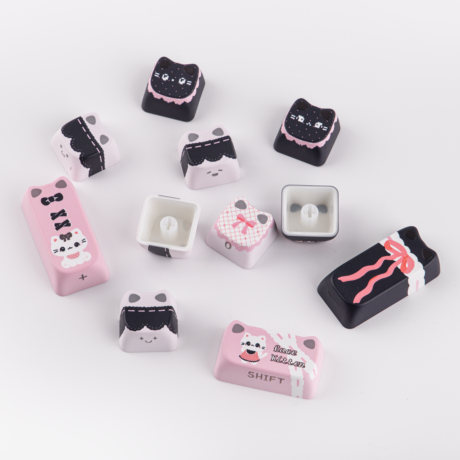 KiiBOOM Pink Meow & Meow Bow Keycap Set